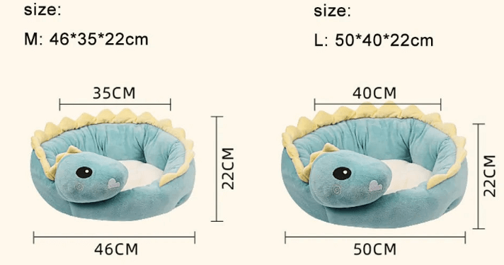 Cute Dinosaur Warm Bed for Dogs & Cats