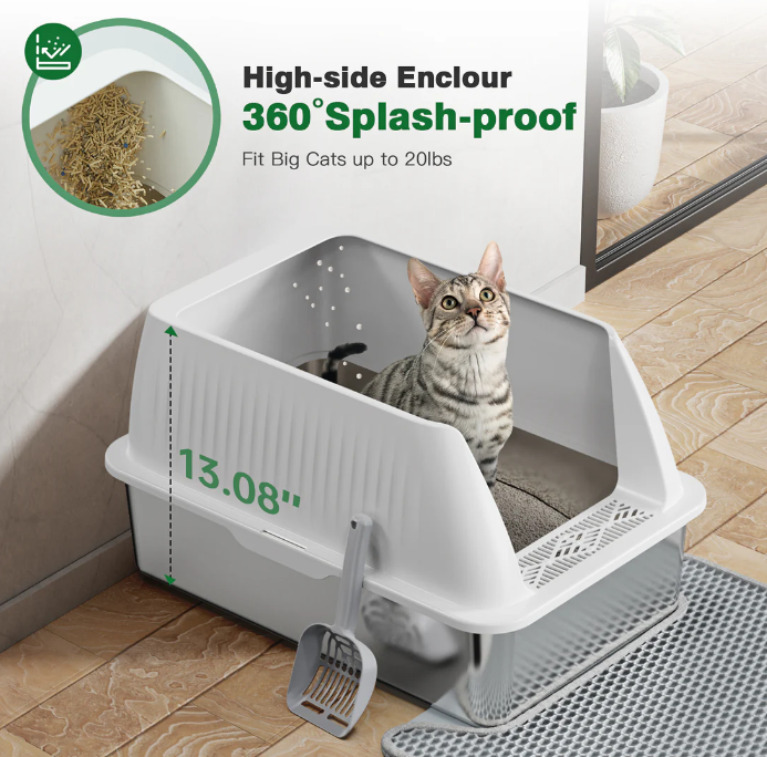 Kiavu's Stainless Steel Cat Litter Box – Eliminate smells and stains from your litter box!