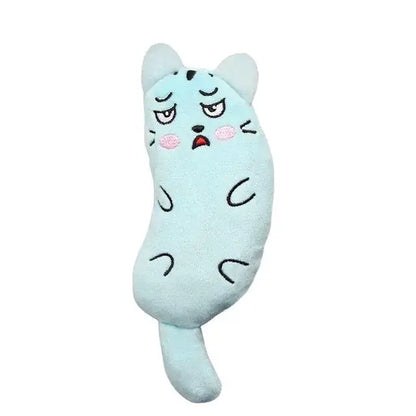 Cartoon mouse plush cat chew toy with a fun expression, helps promote exercise and dental health, catnip-filled for added excitement.